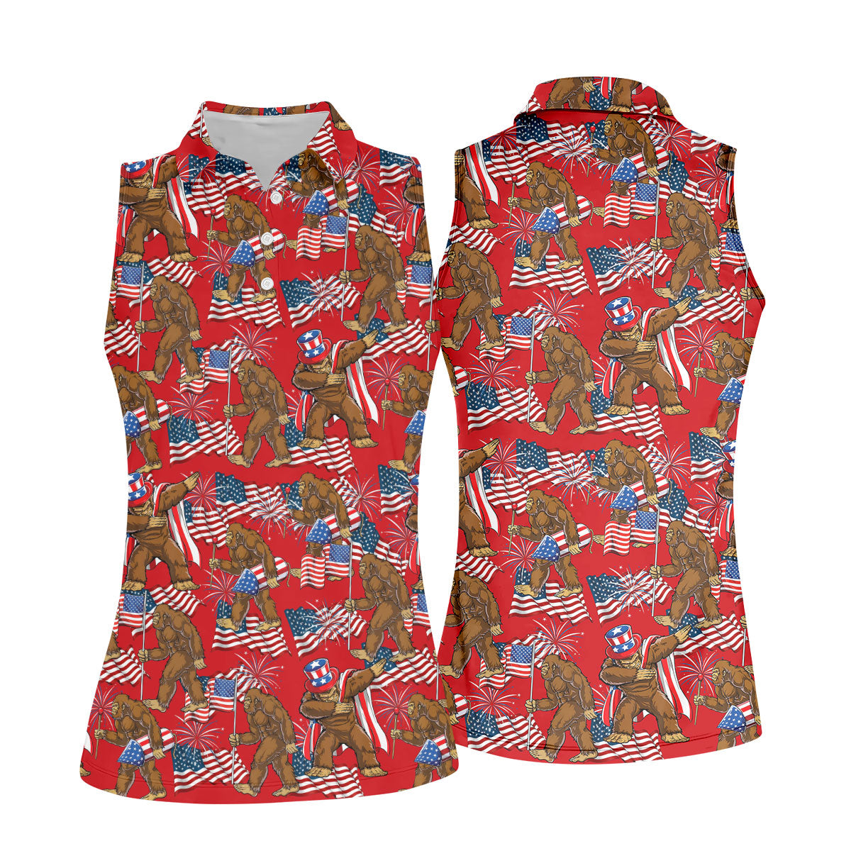 US Flag Pattern 250 Years Bigfoot Golf Shirt, Patriotic 4th Of July Golf Shirt For Women