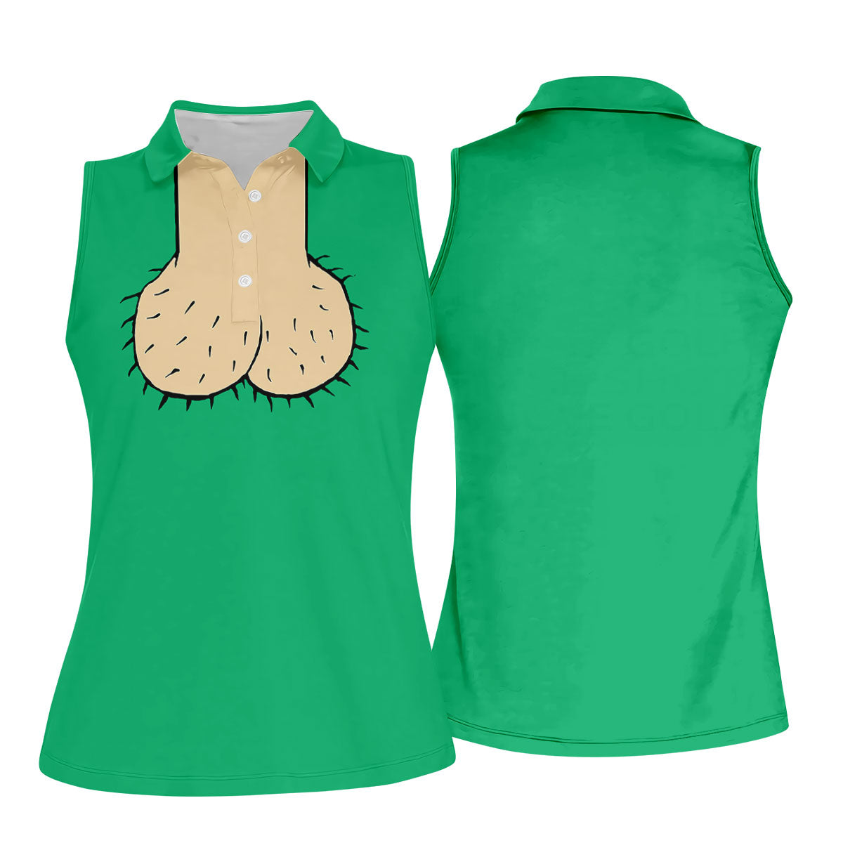 Green Funny Dickhead Faux Chest Golf Shirt, Women’s Golf Polo, Ladies Golf Top