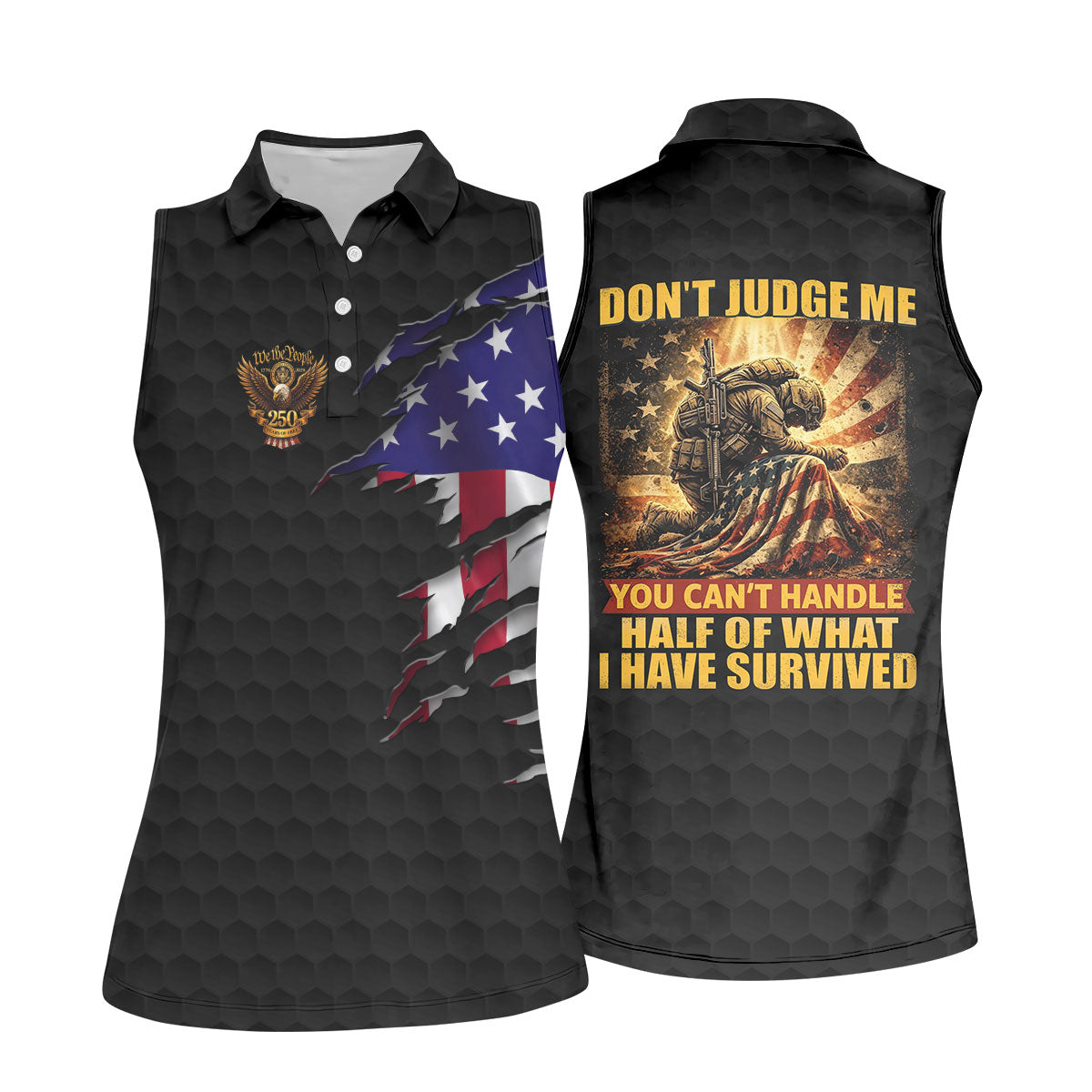 Don't Judge Me Veteran Memorial Patriotic 4th Of July Golf Shirt, 250th Anniversary Golf Shirt For Women