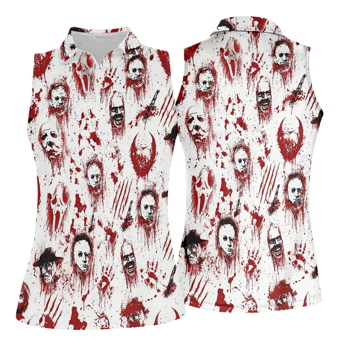 Bloody Horror Character Halloween Golf Shirt, Women's Golf Tops, Golf Shirts For Women