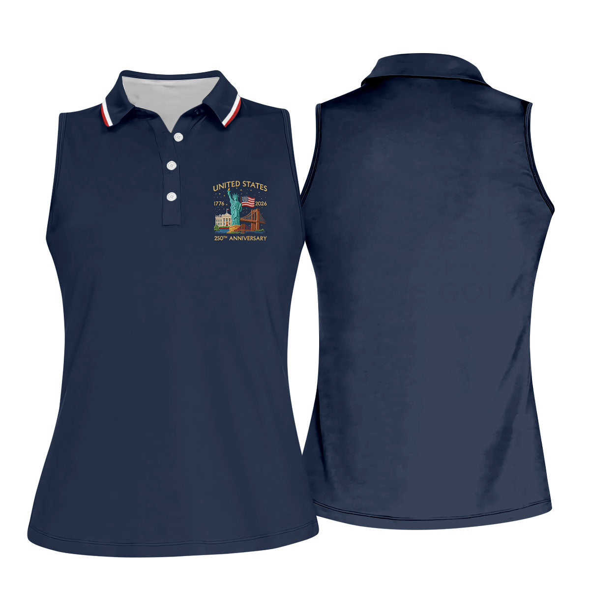 US 250th Anniversary Patriotic Golf Shirt, American Symbols 4th Of July Golf Shirt For Women