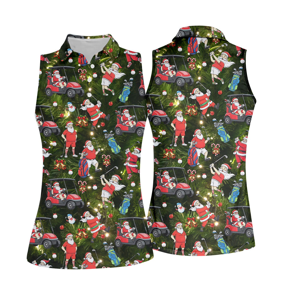 Funny Santa Claus Golf Pose Women's Golf Tops, Christmas Golf Shirt, Christmas Golf Gift