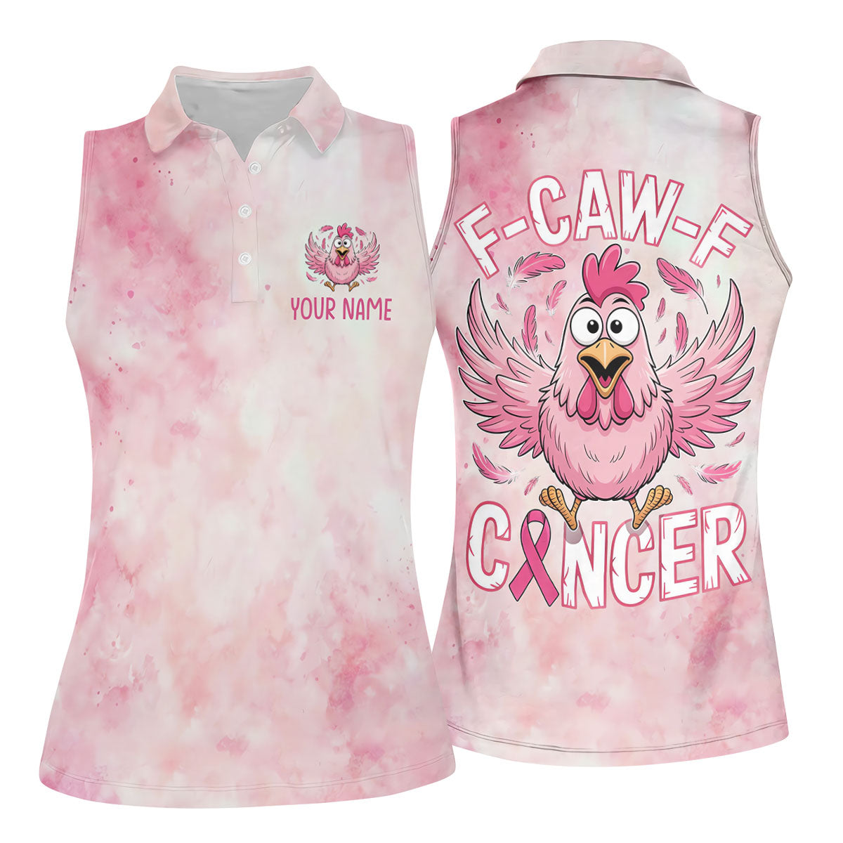 Custom F Caw F Breast Cancer Polo Shirt, Women’s Golf Polo, Printed Golf Shirt