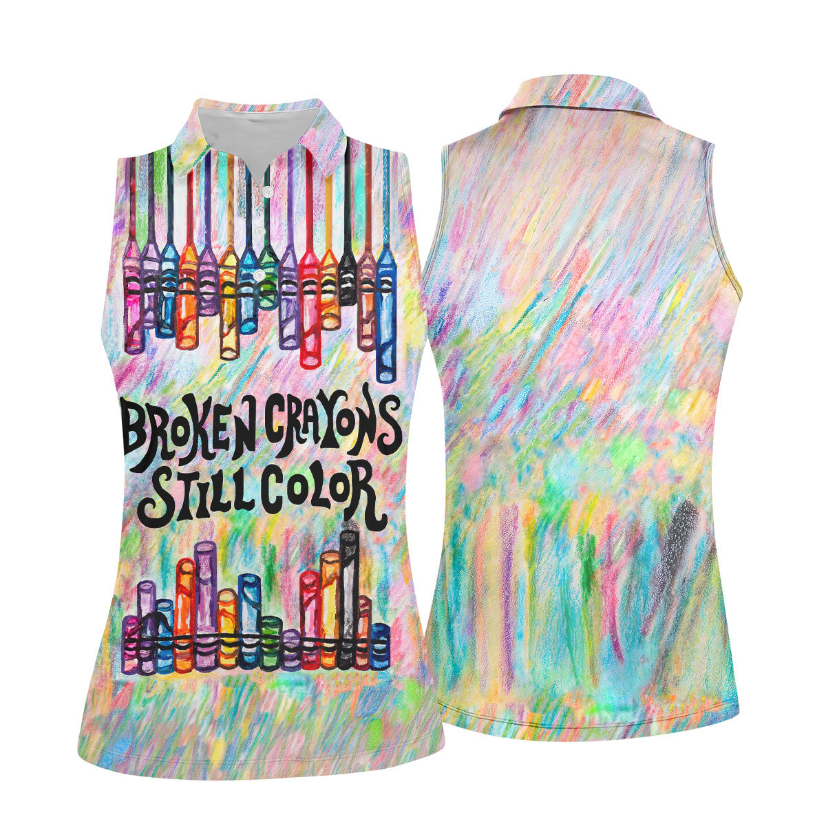 Broken Crayons Still Color Suicide Awareness Golf Polo Shirt, Women's Golf Polo