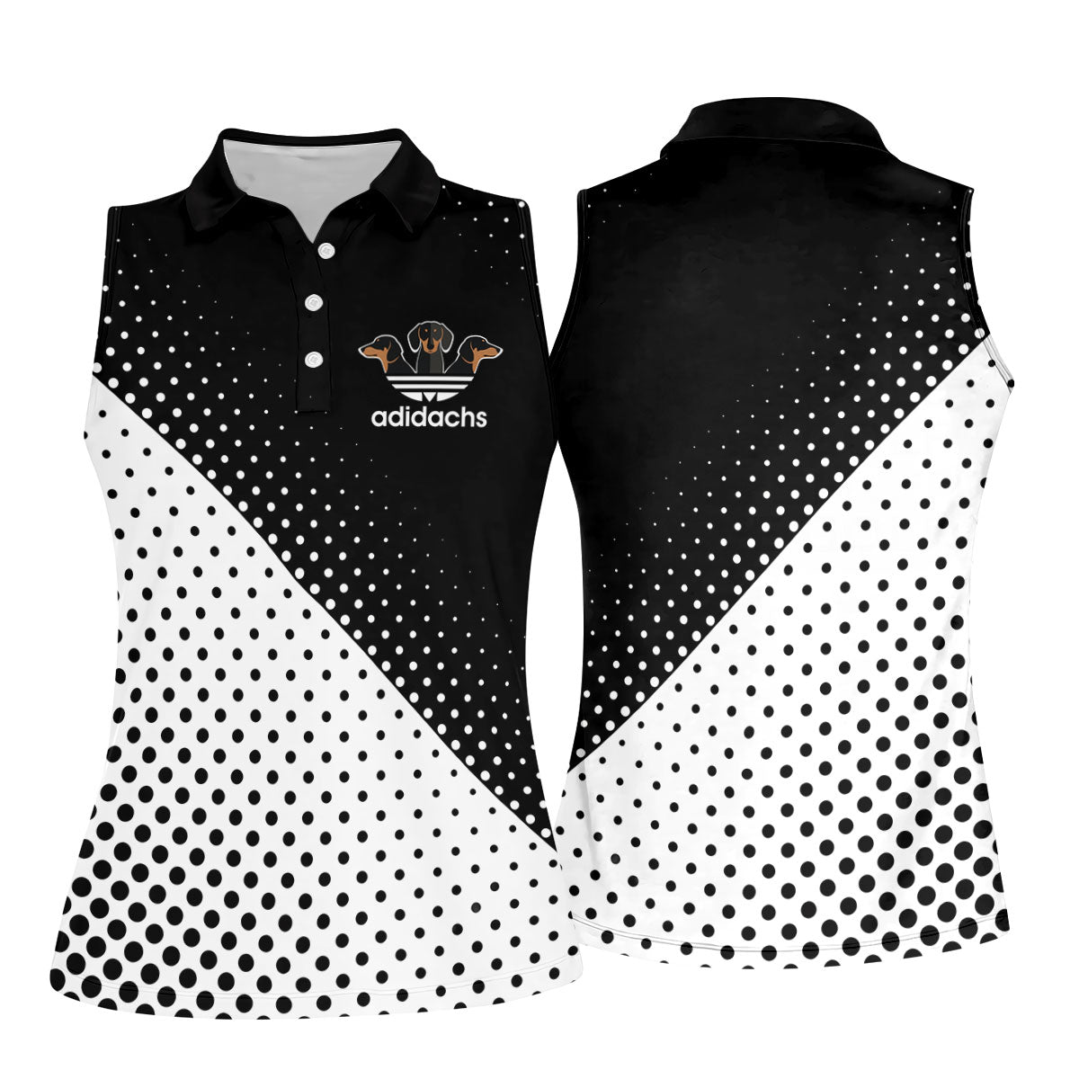 Adidachs Funny Dachshund Black Golf Shirt, Fun Women's Golf Shirts, Ladies Golf Shirts