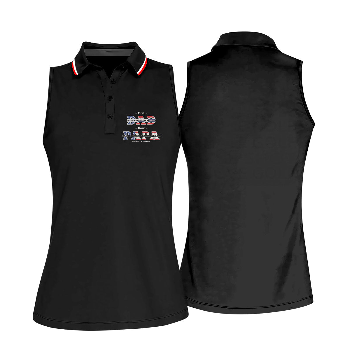 Black First Dad Now Grandpa Golf Polo Shirt, Women’s Golf Polo, Golf Shirts For Women