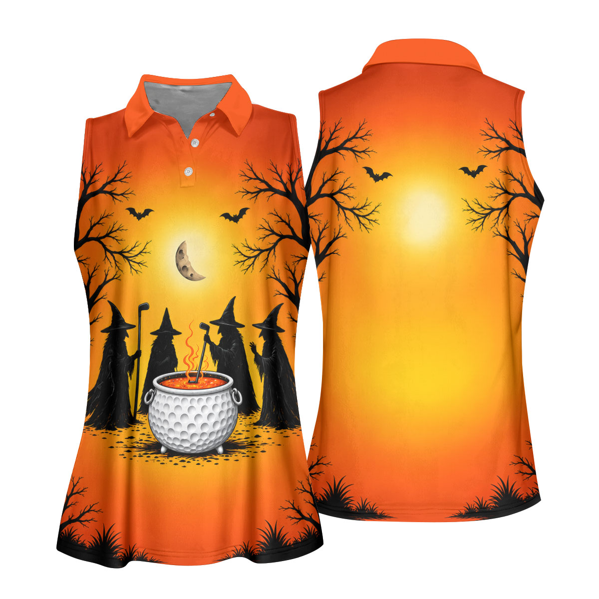 Witch Cauldron Halloween Golf Polo Shirt, Women's Halloween Shirt, Women's Golf Polo