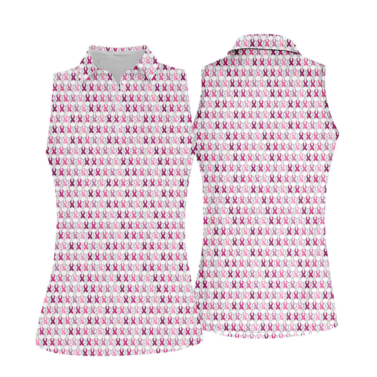 Middle Finger Pink Ribbon Breast Cancer Golf Shirt, Women’s Golf Polo, Ladies Golf Shirts