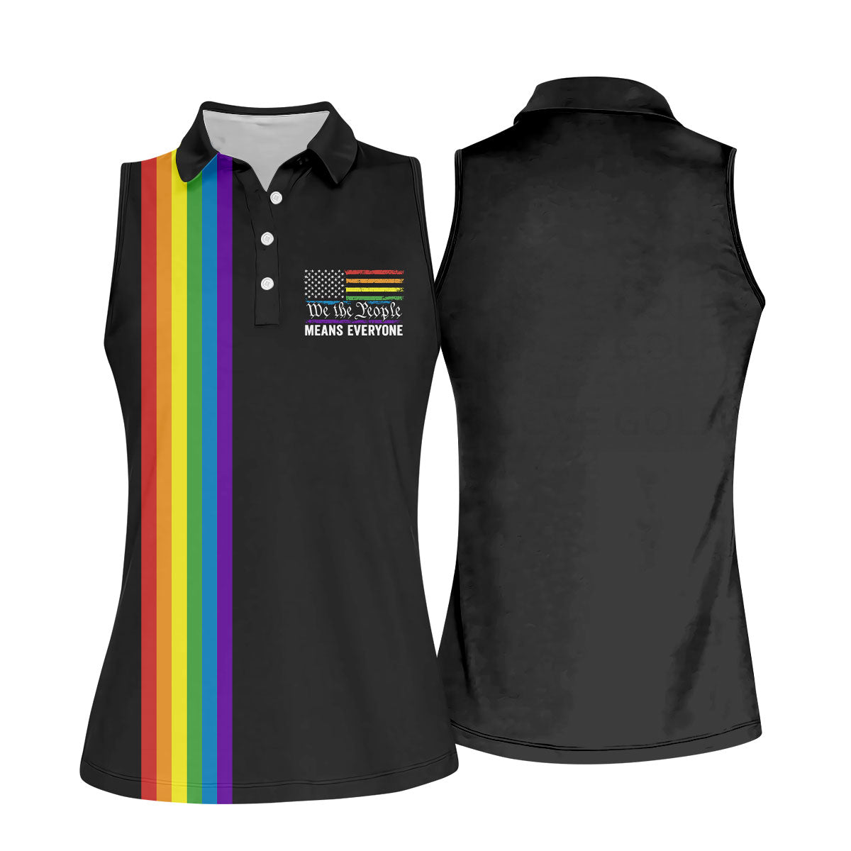 We The People Means Everyone American Pride LGBT Support Ladies Golf Tops, Golf Shirt For Women