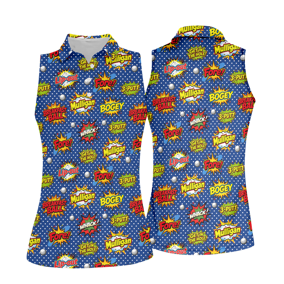 Funny Comic Pop Art Golf Shirt, Hawaiian Golf Shirt, Golf Shirts For Womens