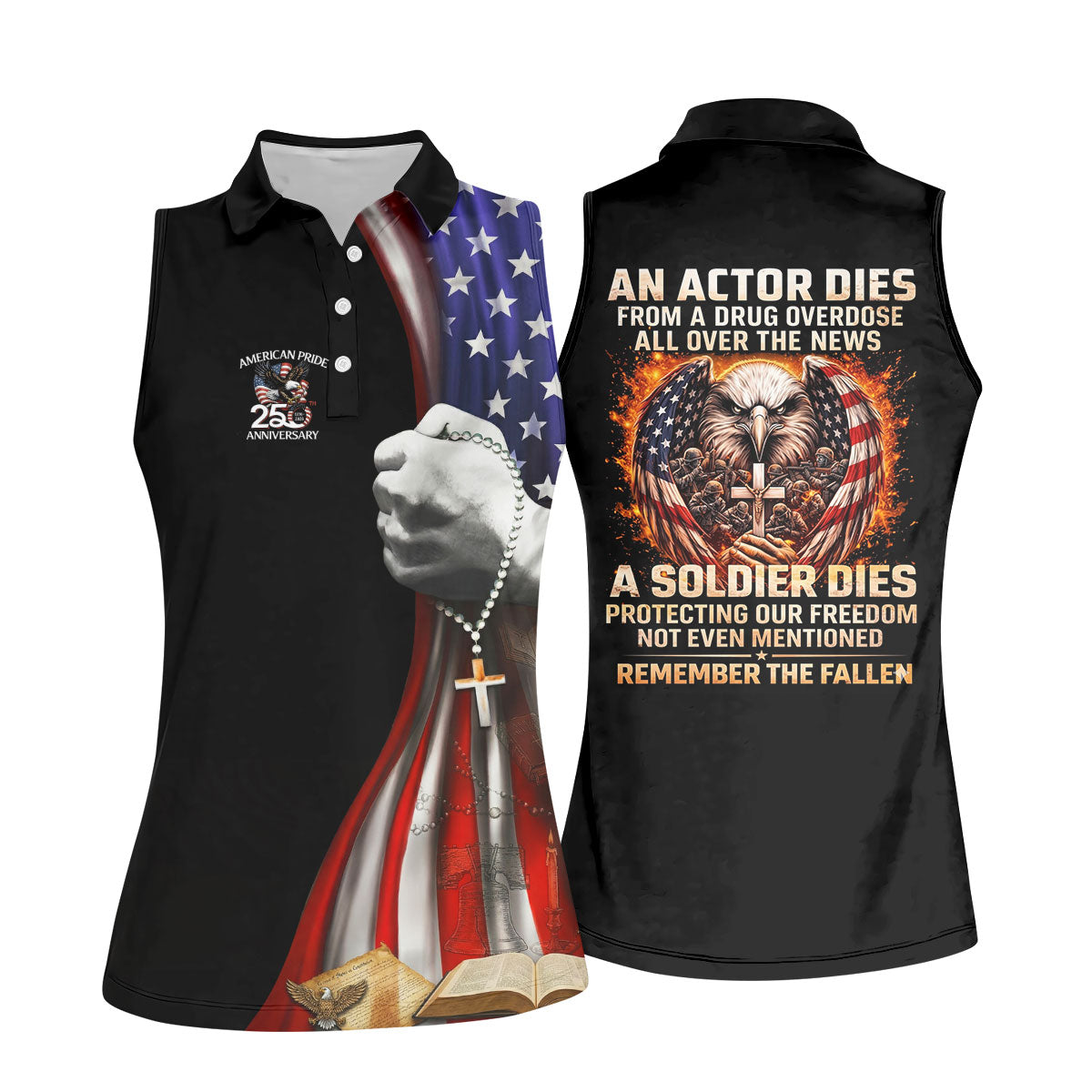 Remember The Fallen Veteran Memorial Patriotic 4th Of July Golf Shirt, 250th Anniversary Golf Shirt For Women