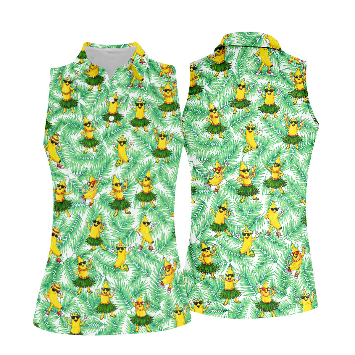 Funny Hula Banana Tropical Hawaiian Golf Shirt, Golf Polo For Women, Printed Golf Shirt