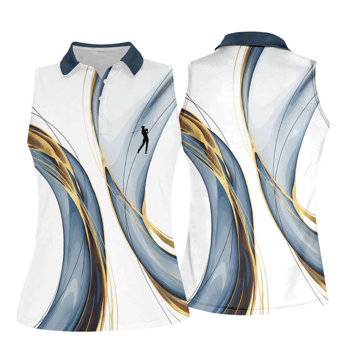 Abstract Line Art Retro Golf Shirt, Ladies Golf Tops, Golf Shirt For Women, Ladies Golf Polos