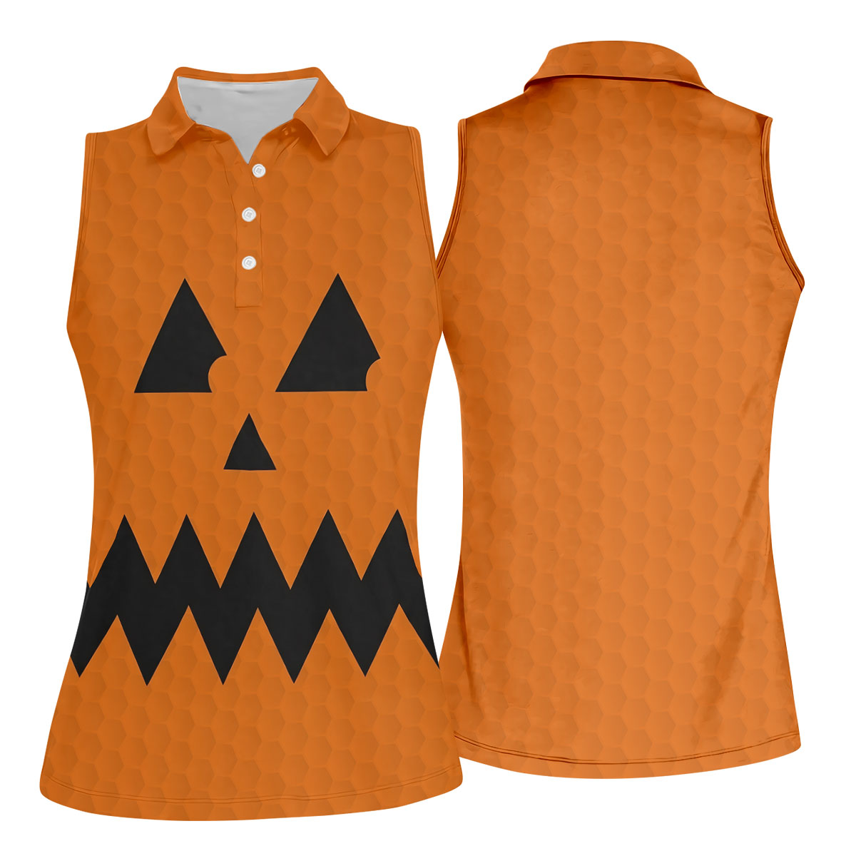 Halloween Jack O Lantern Golf Shirt, Women's Golf Polo, Ladies Golf Tops