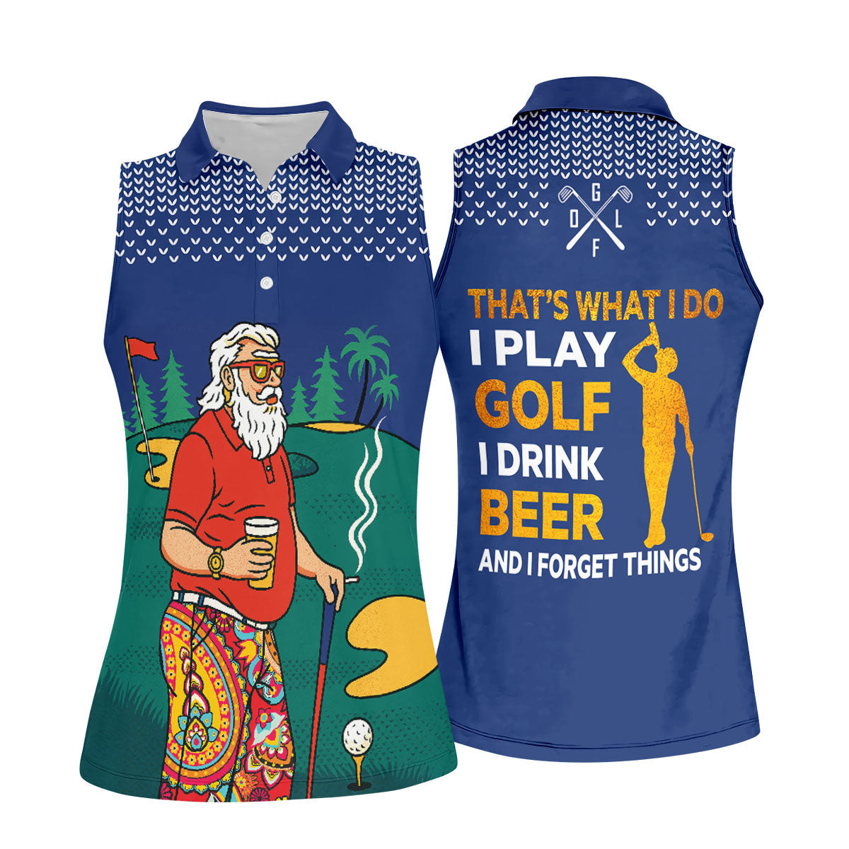 Vintage Bearded Golfer With Paisley Pants Golf Polo Shirt, Women’s Golf Polo, Golf Tops For Women