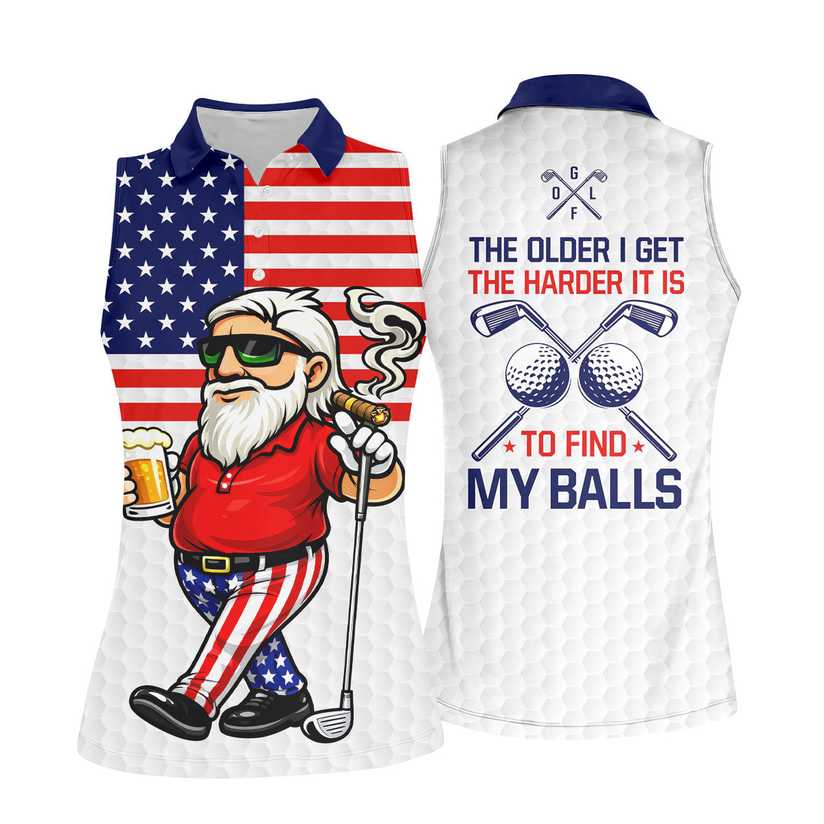 The Older I Get The Harder It Is To Find My Balls Golf And Beer 250 Years Patriotic 4th Of July Golf Shirt For Women