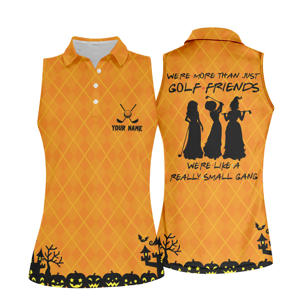 Your Name Golf Friends Horror Character Polo Shirt, Halloween Shirt, Ladies Golf Shirts