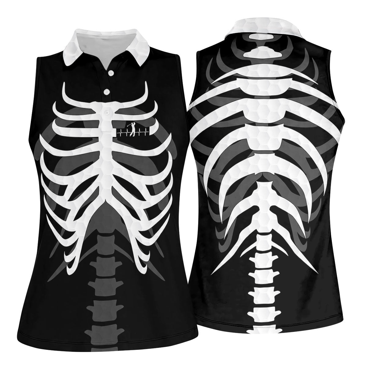 X-Ray Skeleton Rib Cage Halloween Golf Polo Shirt, Women’s Golf Polo, Ladies Golf Shirts