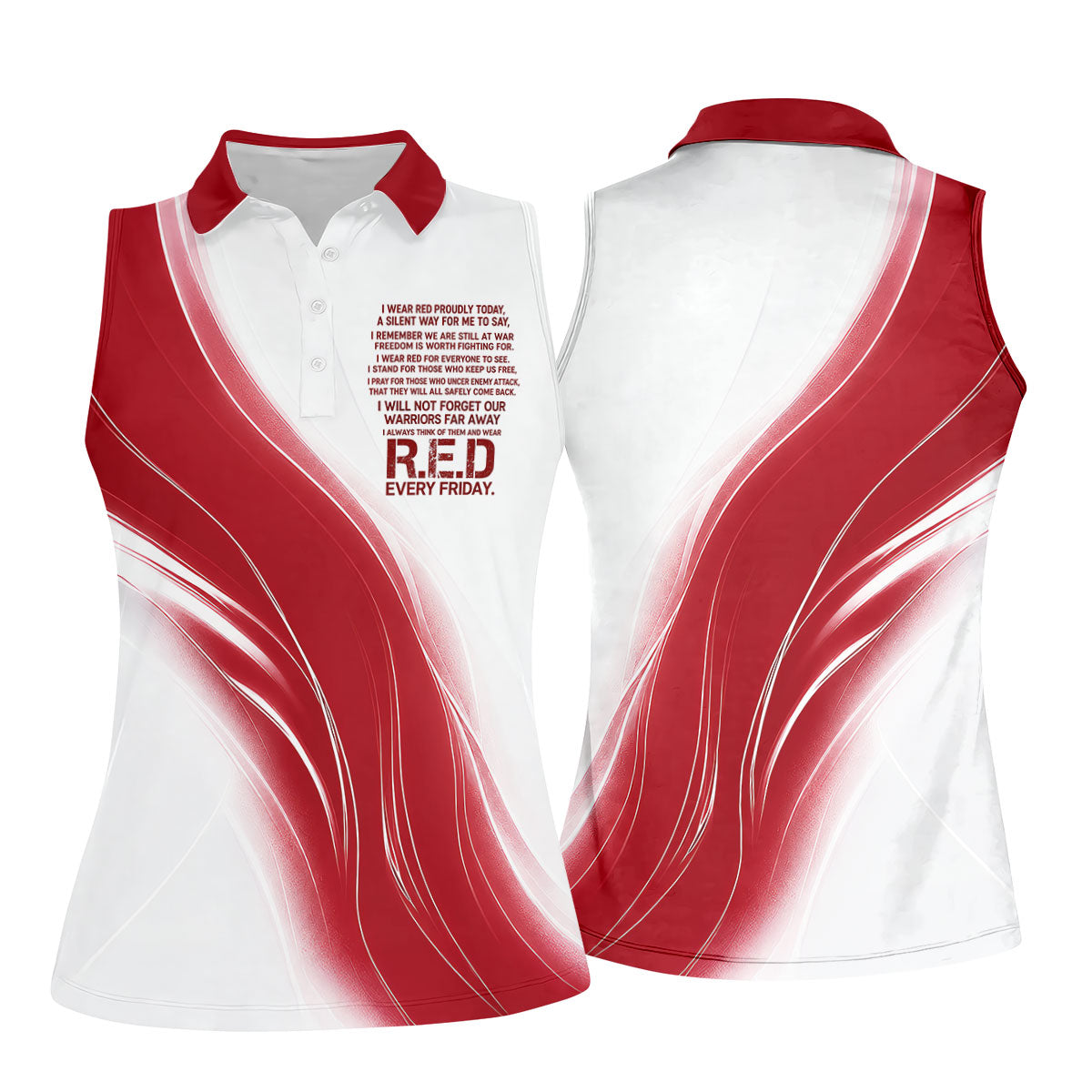Red Friday Faith Cross Red White Gradient Patriotic Golf Shirt, 250 Years Golf Shirt For Women