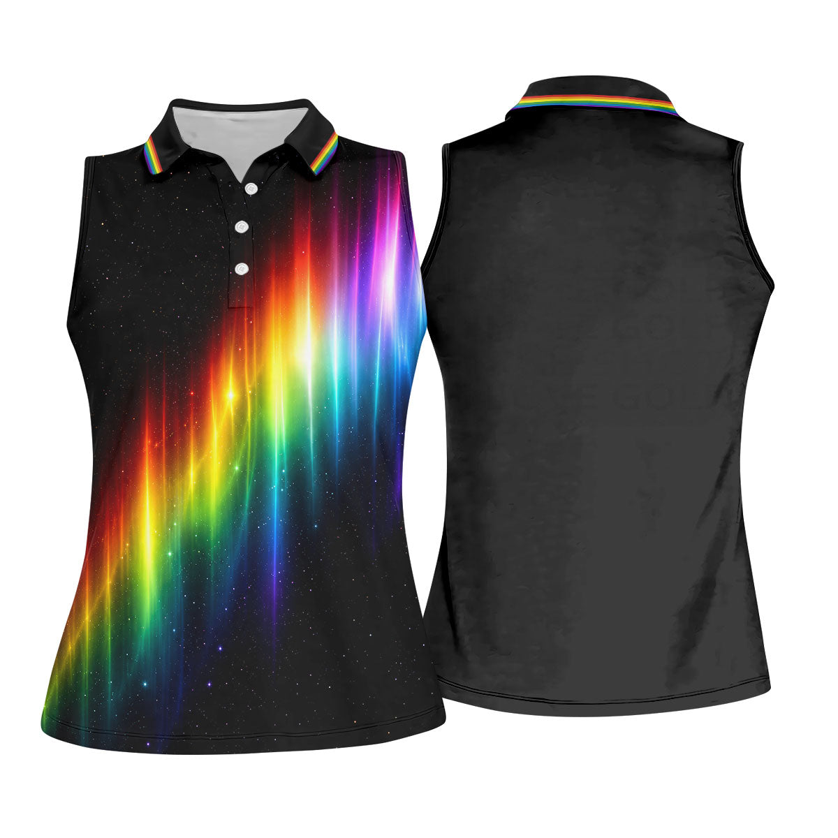 Rainbow Galaxy LGBT Support Gradient Ladies Golf Tops, Pride Month Golf Shirt For Women