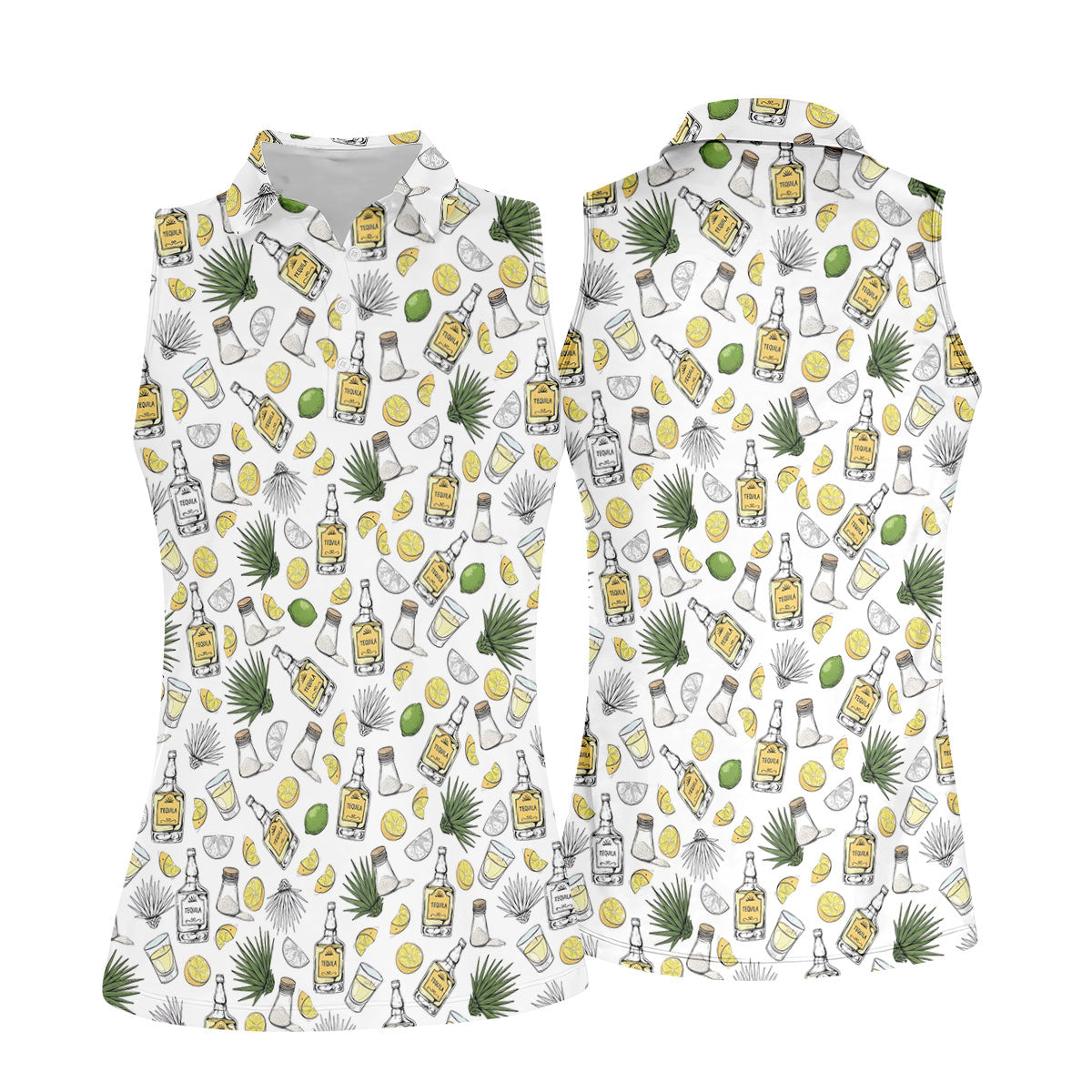 Tequila Lime Salt Cinco De Mayo Celebration Ladies Golf Tops, Drinking Party Golf Shirt For Women