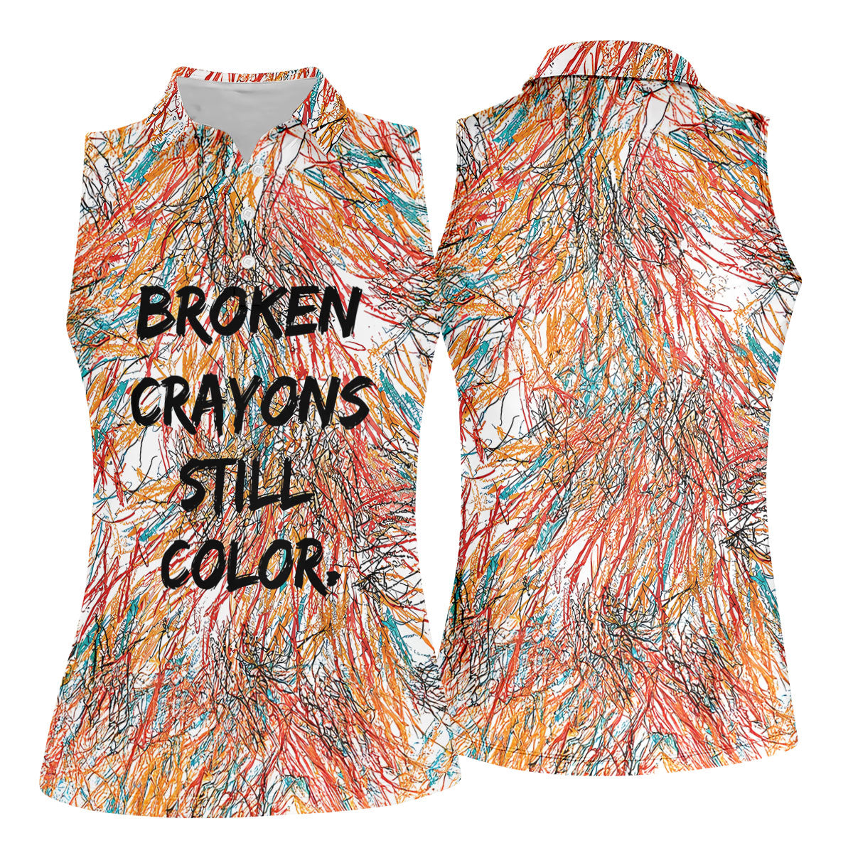 Broken Crayons Still Color Abstract Golf Polo Shirt, Ladies Golf Shirt, Womens Golf Tops