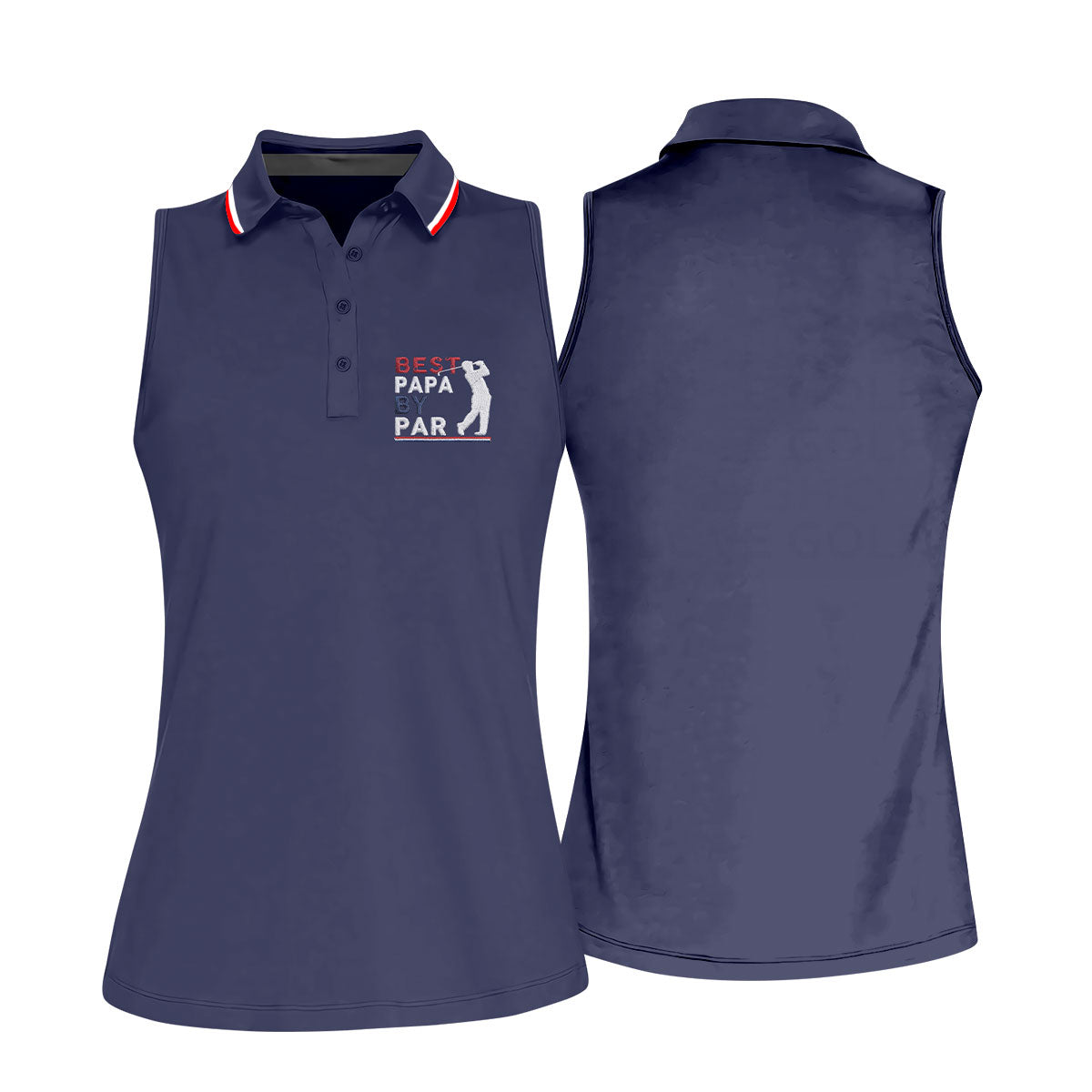 Navy Best Papa By Par Embroidered Golf Polo Shirt, Women’s Golf Polo, Golf Shirts For Women