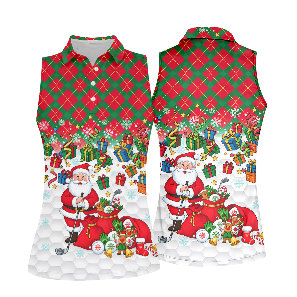 Christmas Santa Golfer and Gifts Polo Shirt, Women’s Golf Polo, Golf Shirts For Women