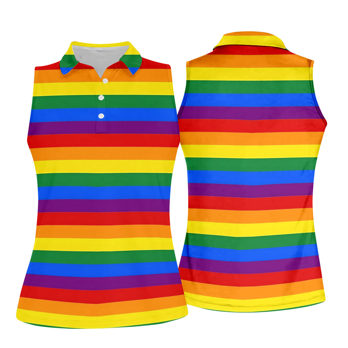 LGBT Rainbow Flag Ladies Golf Tops, Gay Pride Month Celebrate Golf Shirt For Women