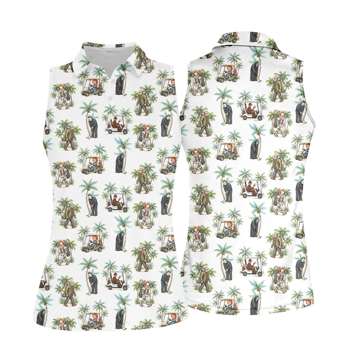 Tropical Horror Character Halloween Golf Shirt, Golf Polo For Women, Women's Golf Apparel
