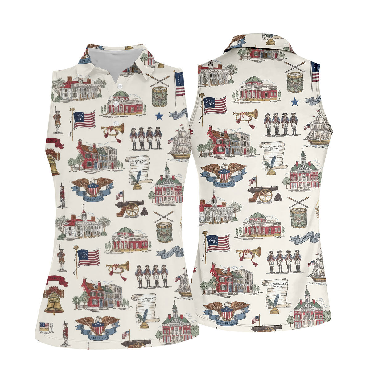USA America Eagle Liberty Bell Flag 4th Of July Golf Shirt Patriotic Golf Shirt, Golf Shirts For Women
