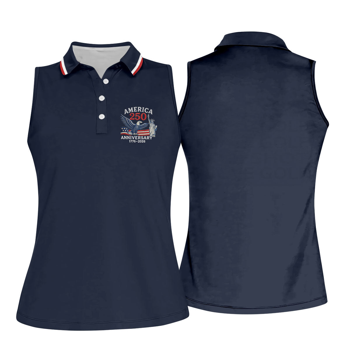 Faith Cross Bald Eagle America 250 Anniversary Navy Patriotic Golf Shirt, Golf Shirt For Women