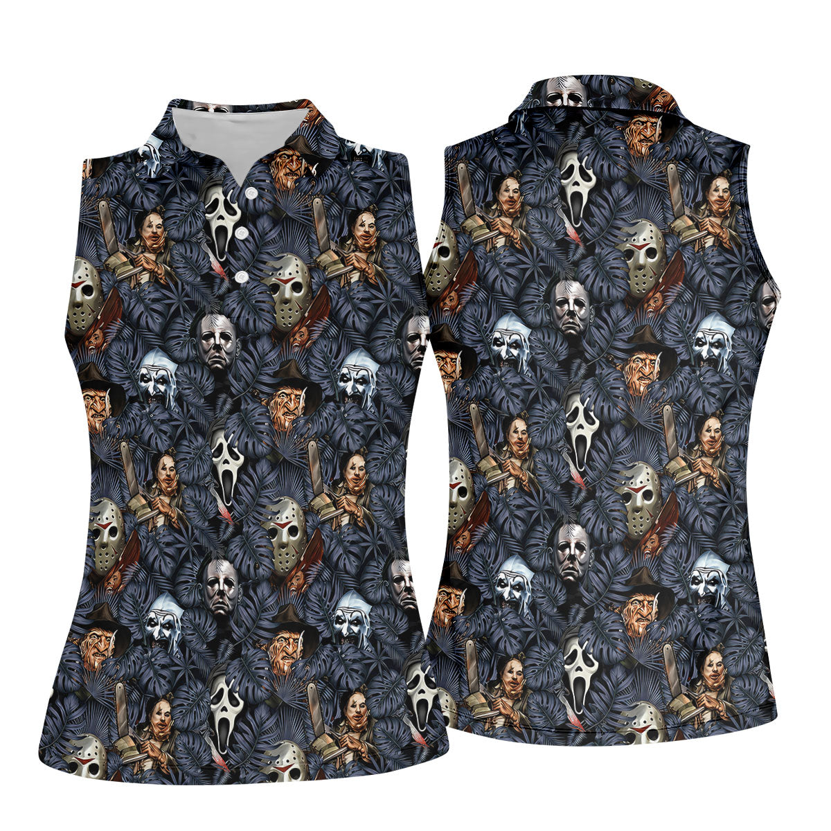 Tropical Horror Character Halloween Golf Shirt, Women's Golf Apparel, Golf Polo For Women