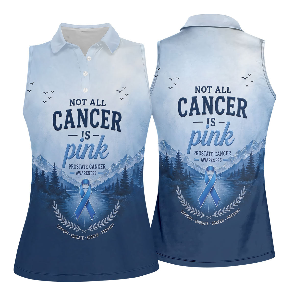 Not All Cancer Is Pink Prostate Cancer Polo Shirt, Womens Golf Tops, Printed Golf Shirt