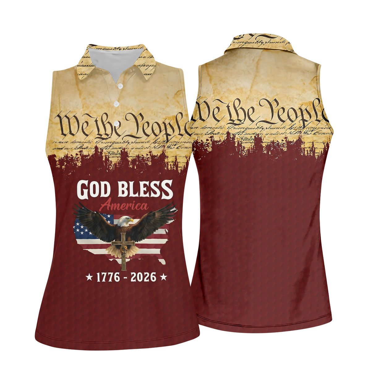 We The People God Bless America Patriotic Golf Shirt, 250 Years 4th Of July Golf Shirt For Women