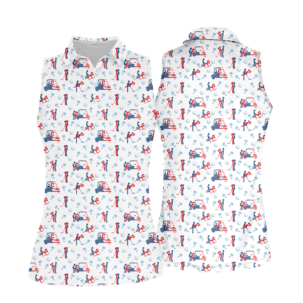 Naughty Couple Funny Stick Figures Patriotic Golf Shirt, 250 Years 4th Of July Golf Shirt For Women