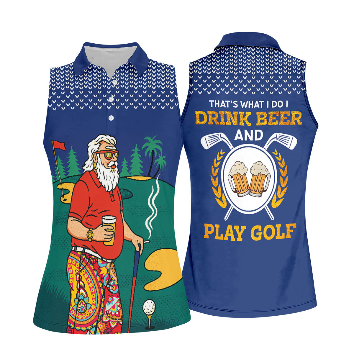 Funny Bearded Golfer With Paisley Pants Golf Polo Shirt, Ladies Golf Shirts, Women’s Golf Apparel