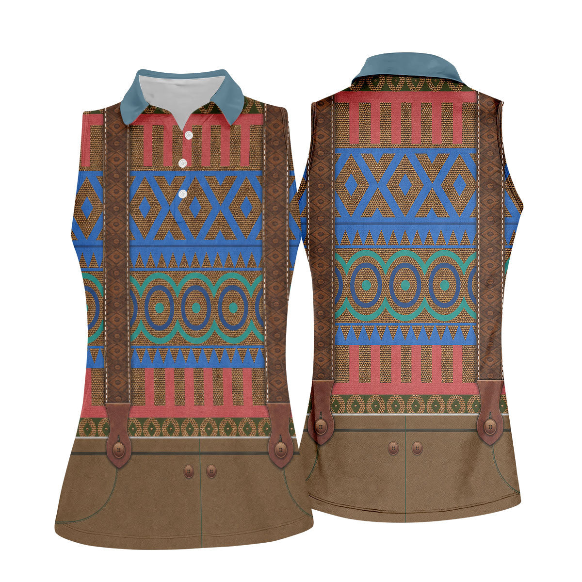 Tribal Suspender Pattern Halloween Golf Polo Shirt, Golf Polo For Women, Printed Golf Shirt