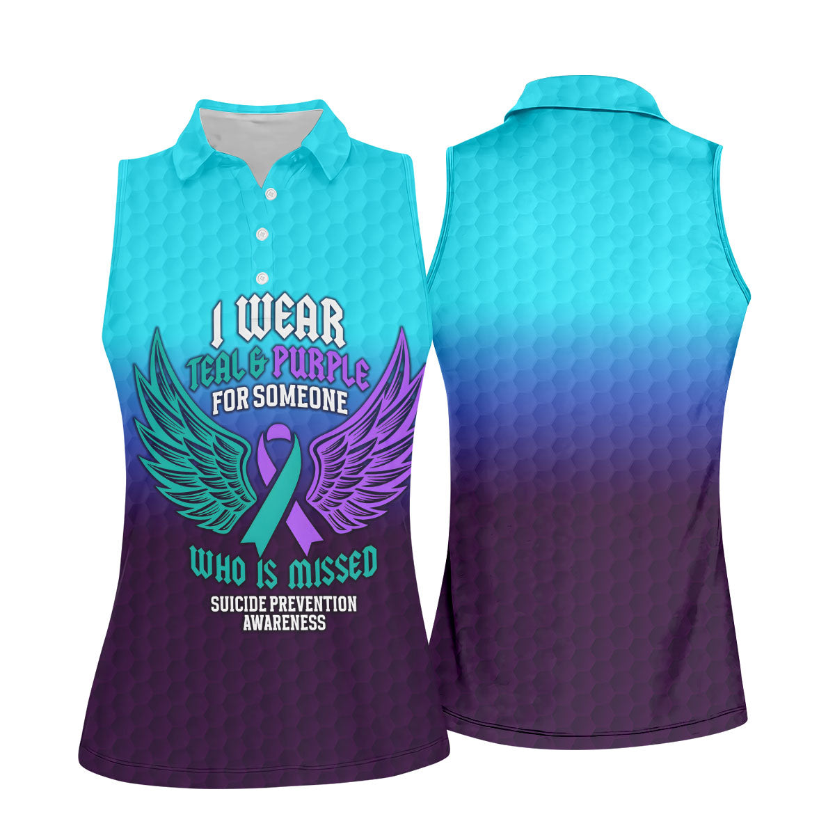 I Wear Teal And Purple Suicide Prevention Awareness Women’s Golf Polo, Golf Shirts
