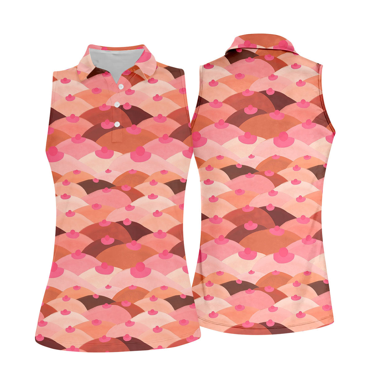 Funny Pink Abstract Body Print Golf Shirt, Women's Golf Shirt, Hawaiian Golf Shirt, Golf Polo For Women