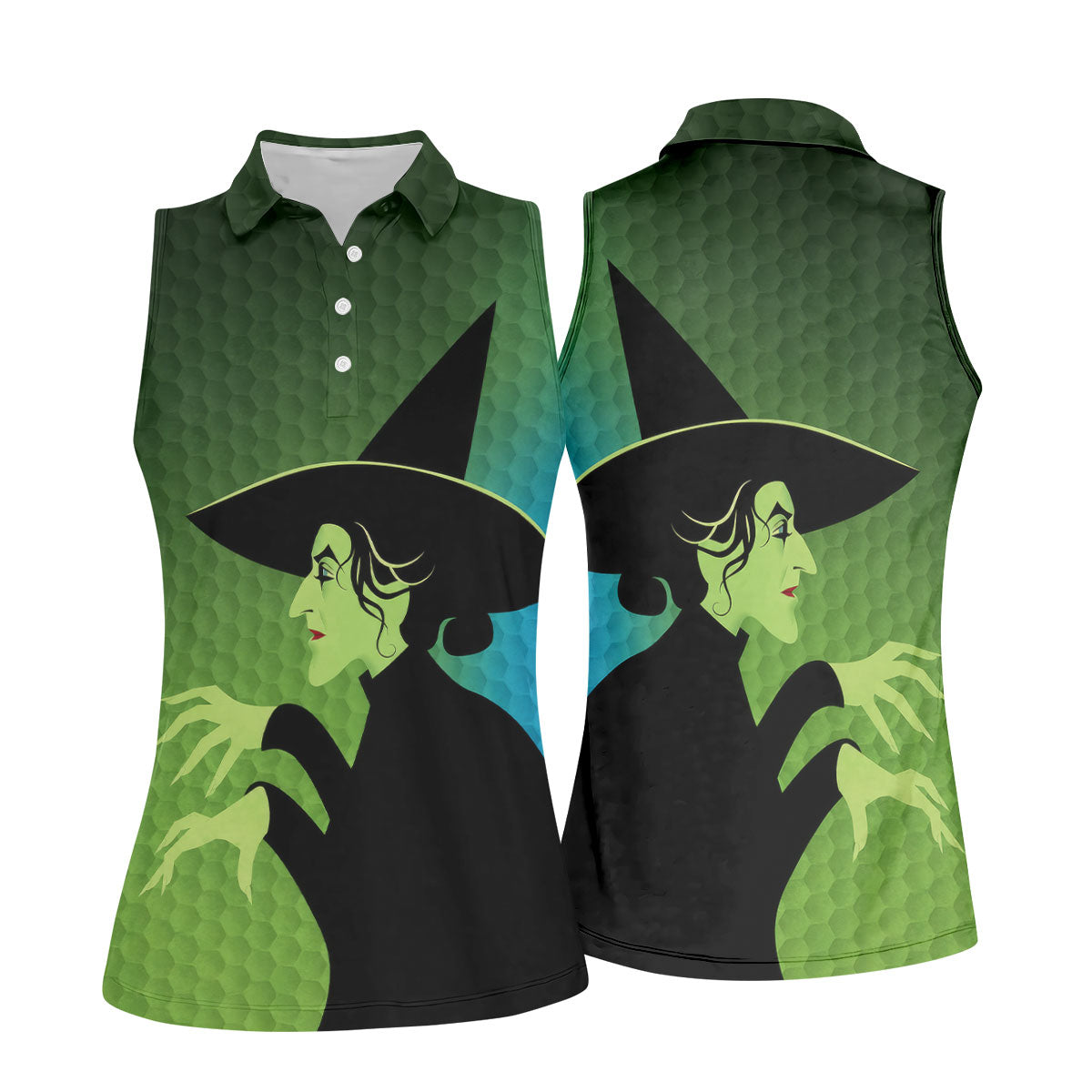 Green Witch Horror Character Halloween Golf Polo Shirt, Witch Costume Shirt, Golf Shirts For Women