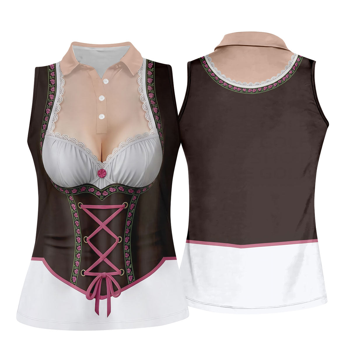 Funny Oktoberfest Costume Lederhosen Polo Shirt, Womens Golf Polo, Golf Shirts For Women