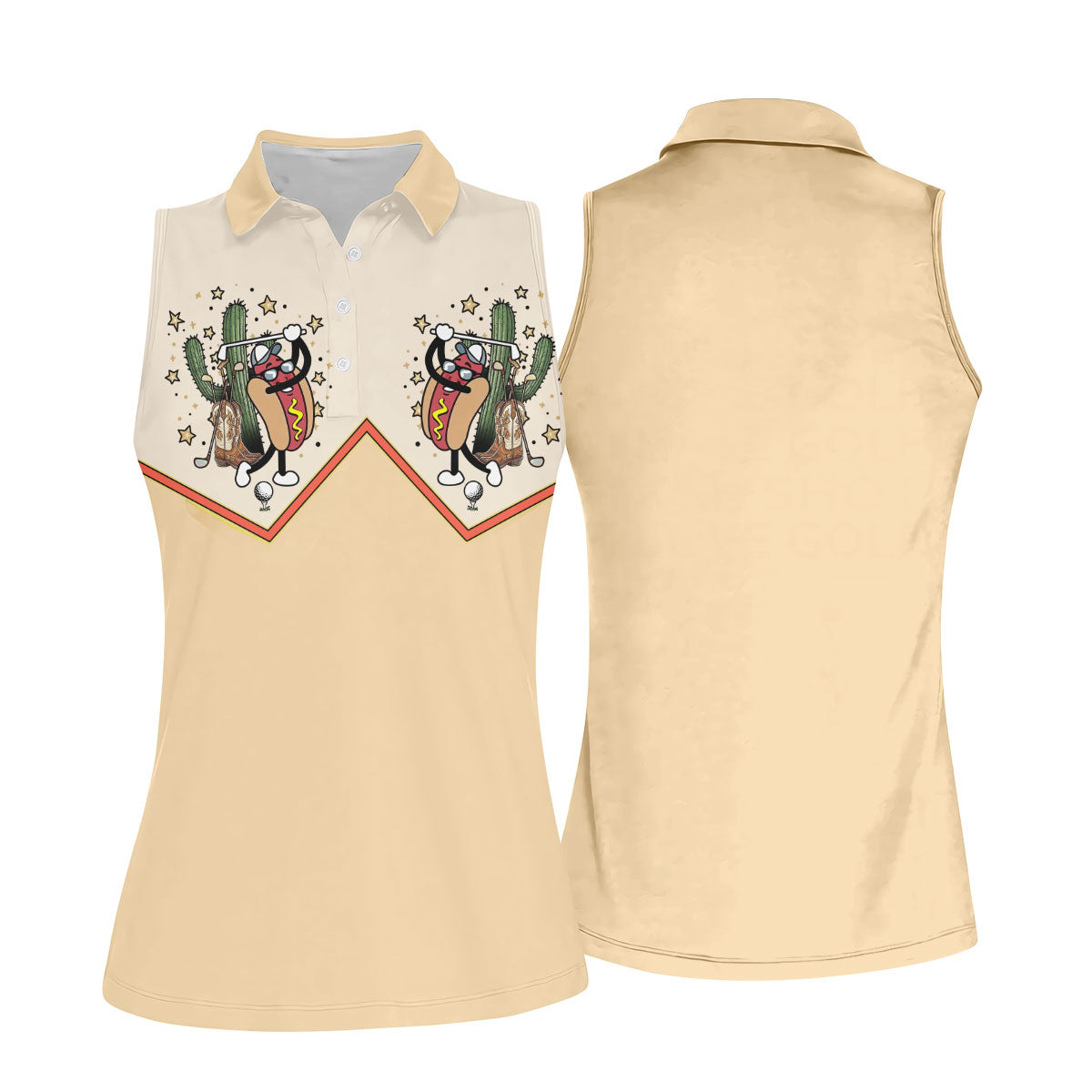 Funny Golf Hot Dog Western Polo Shirt, Ladies Golf Shirts, Golf Polo For Women