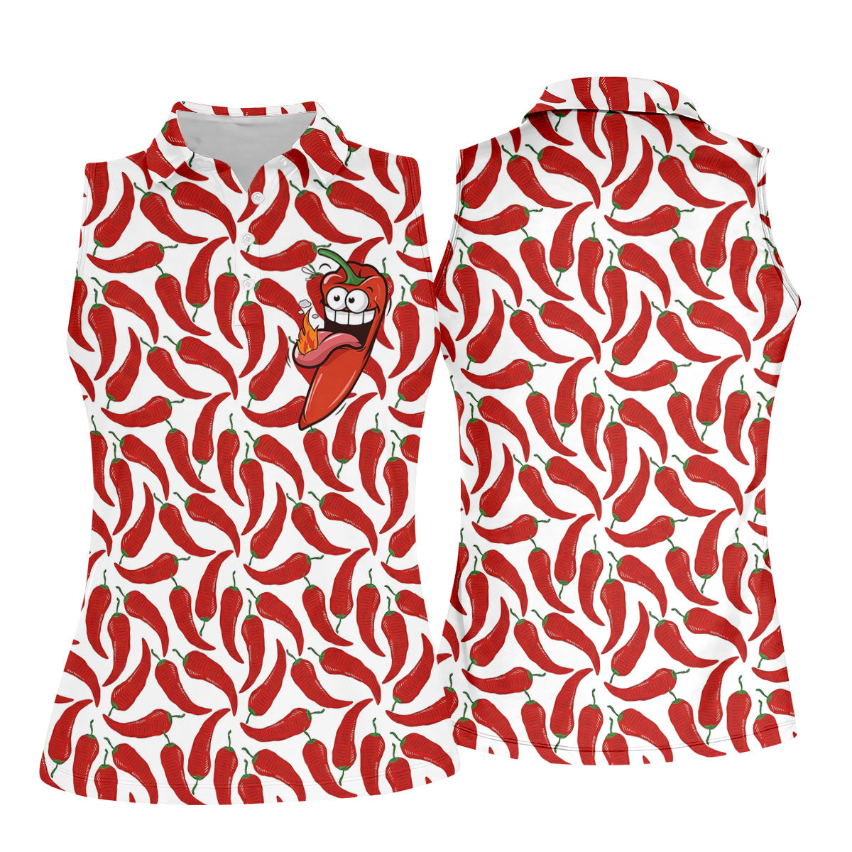 Spicy Hot Pepper Cinco De Mayo Celebration Fiesta Themed Ladies Golf Tops, Golf Shirt For Women