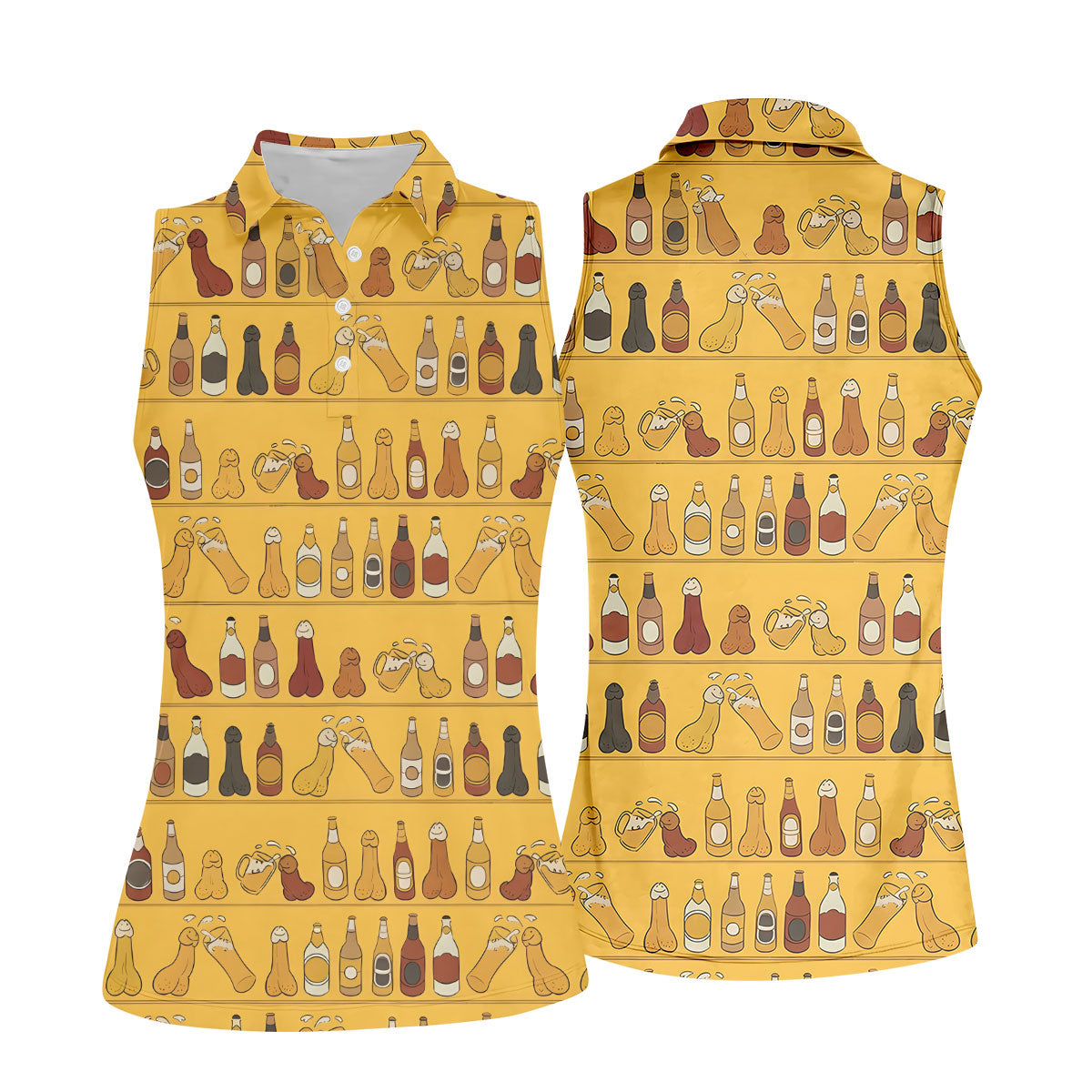 Funny Adult Party Bottle Pattern Golf Shirt, Golf Shirts For Women, Ladies Golf Top