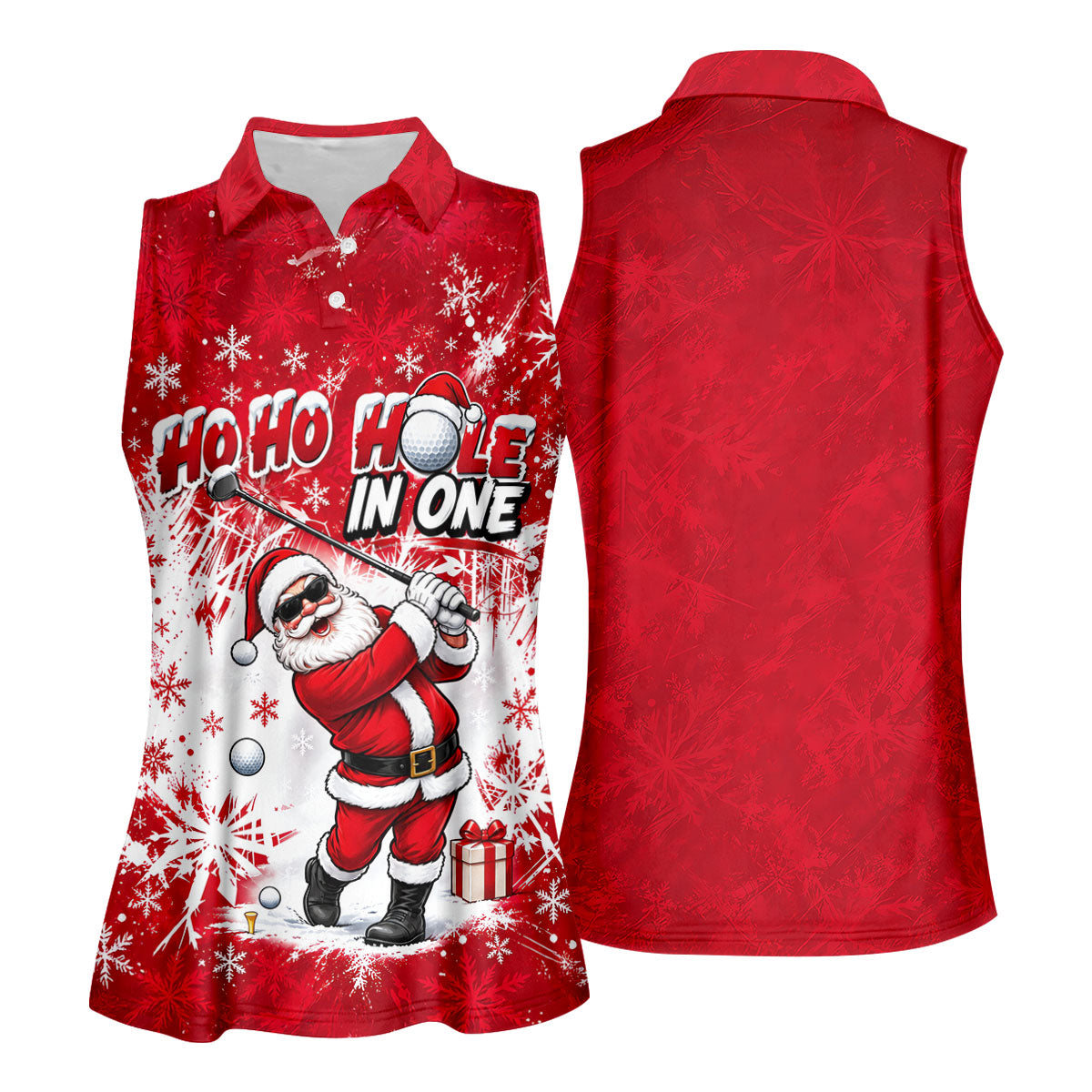 Ho Ho Hole In One Santa Christmas Golf Shirt, Womens Golf Tops, Ladies Golf Shirts