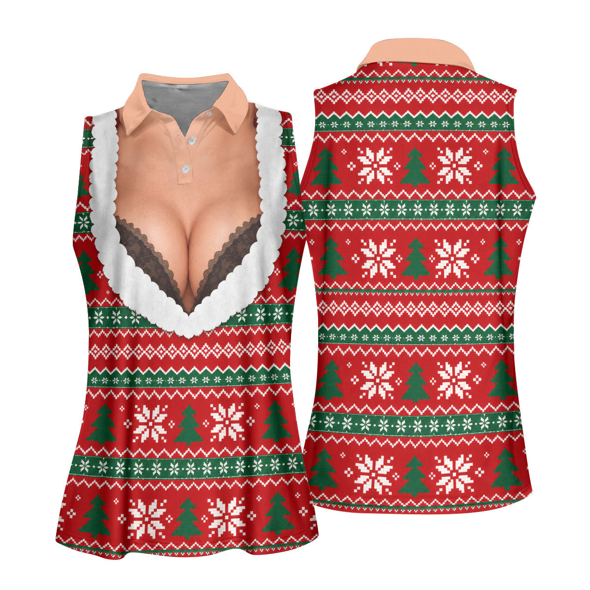 Funny Sexy Cleavage Christmas Golf Shirt, Golf Shirts For Women, Ladies Golf Shirts