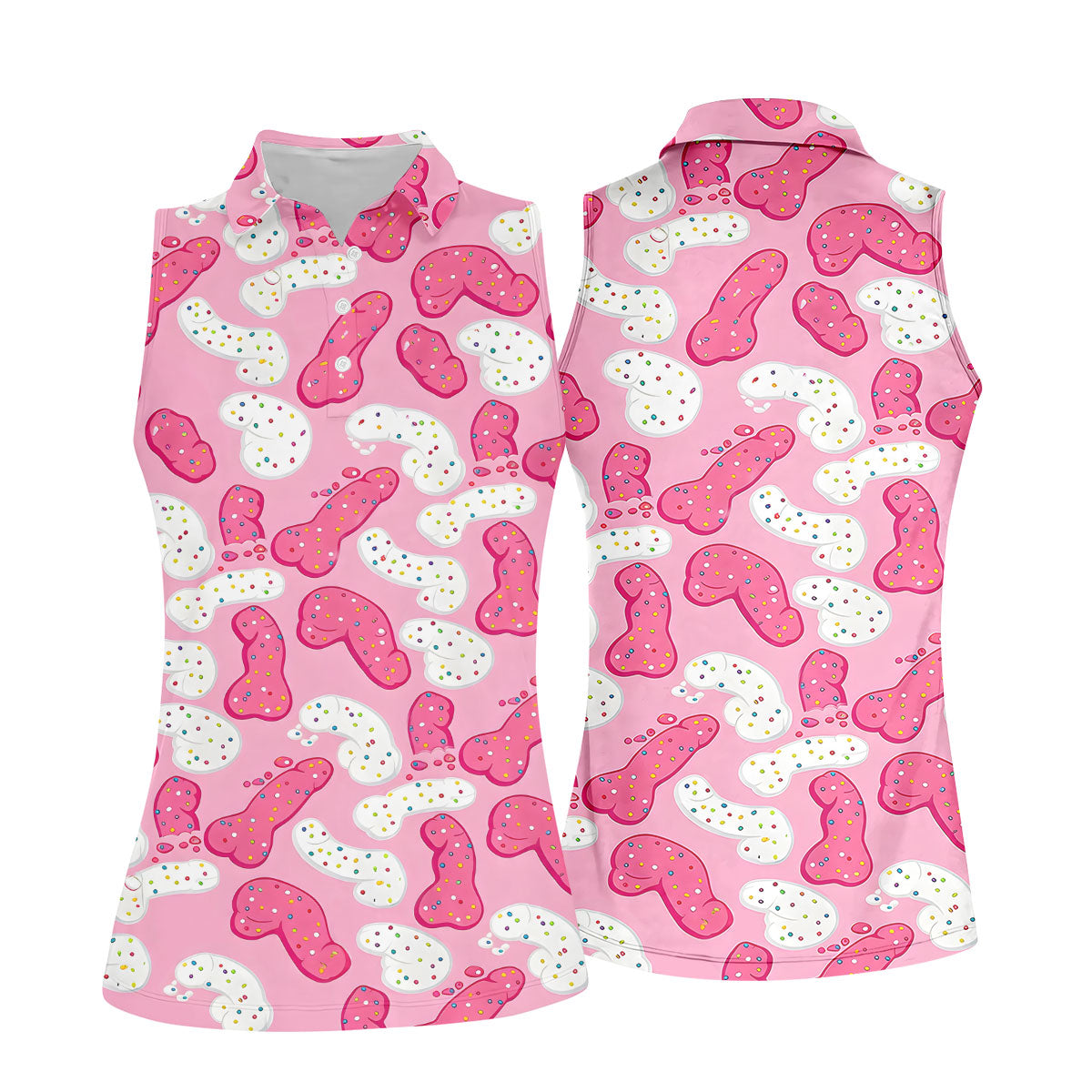 Funny Pink Frosted Cookie Adult Golf Shirt, Women’s Golf Tops, Golf Polo For Women