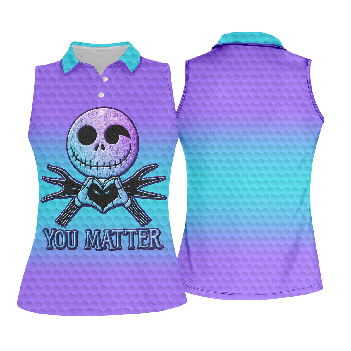 You Matter Suicide Prevention Skeleton Heart Hand Golf Shirts For Women, Women’s Golf Polo
