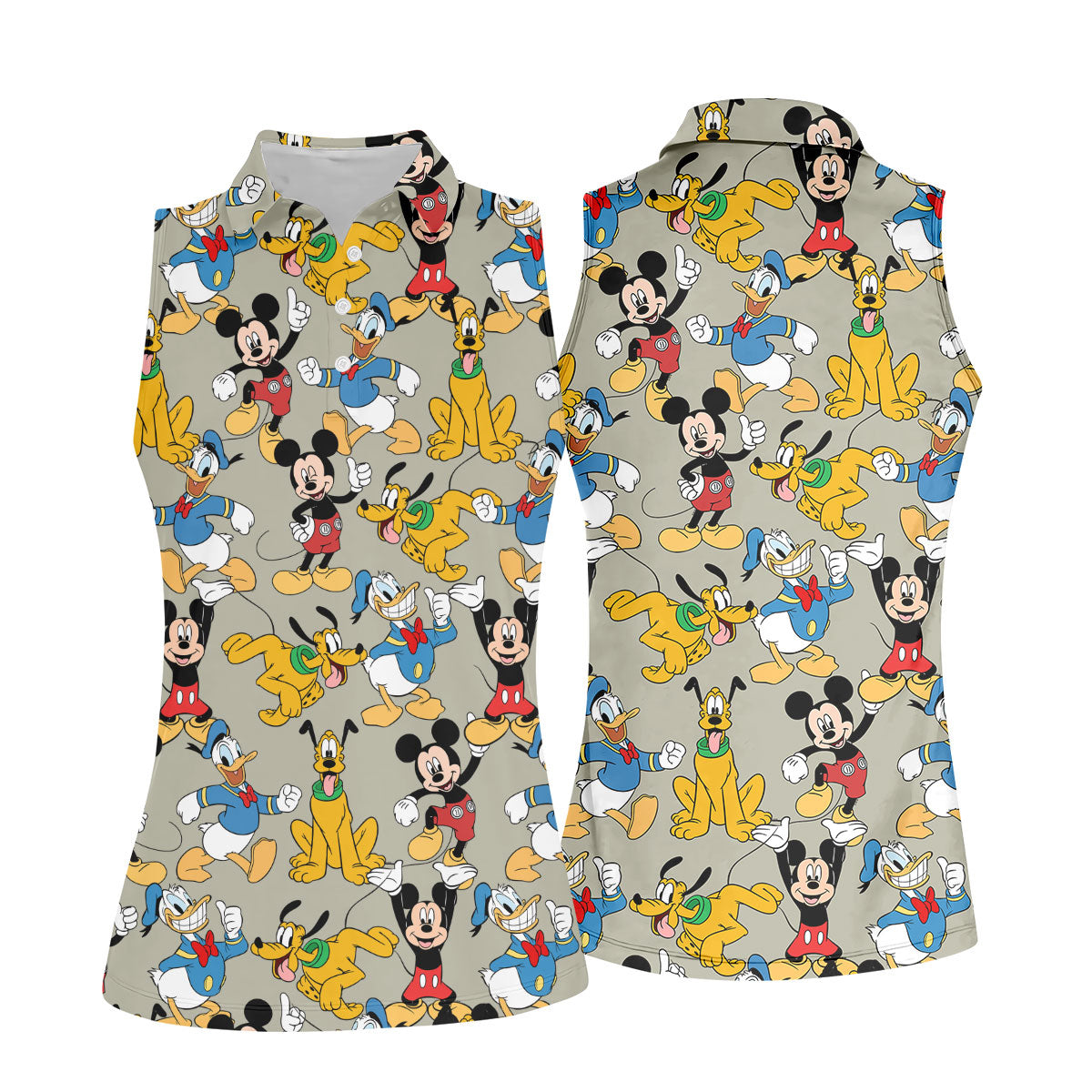 Classic Cartoon Character Pattern Golf Polo Shirt, Ladies Golf Shirts, Golf Tops For Women